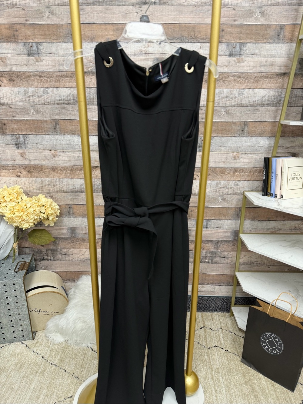 Tommy Hilfiger black sleeveless jumpsuit with tie waist 16